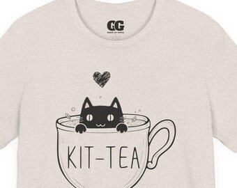 Camiseta Kittea Cat, Camiseta divertida com estampa para amantes de chá