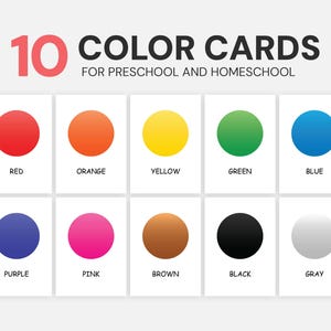 Color Cards, Rainbow Color Flashcards for Kids, Basic Educational Learning Cards for Preschool & Homeschool, Printable Educational Material