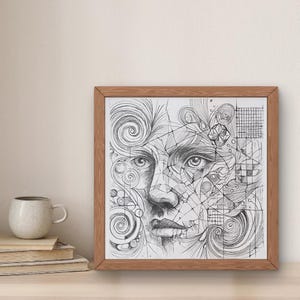 Identità frammentata – Stampa artistica esclusiva a matita disegnata a mano / Design originale di [Shubei Zheng] / Un must per collezionisti e amanti dell'arte