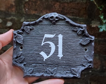 Gothic house number sign | Custom front door plaque | Witchy outdoor porch decor