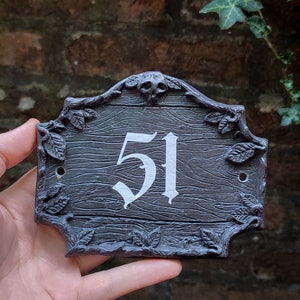 Gothic house number sign | Custom front door plaque | Witchy outdoor porch decor