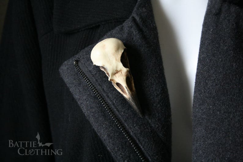 Crow skull pin Replica resin bird skull brooch goth Victorian taxidermy jewellery gift by Peculiar by Nature on Etsy image 5