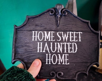 Home Sweet Haunted Home Wall Sign, Gothic Gallery Wall Hanging, Gothic Home decor, customisable.