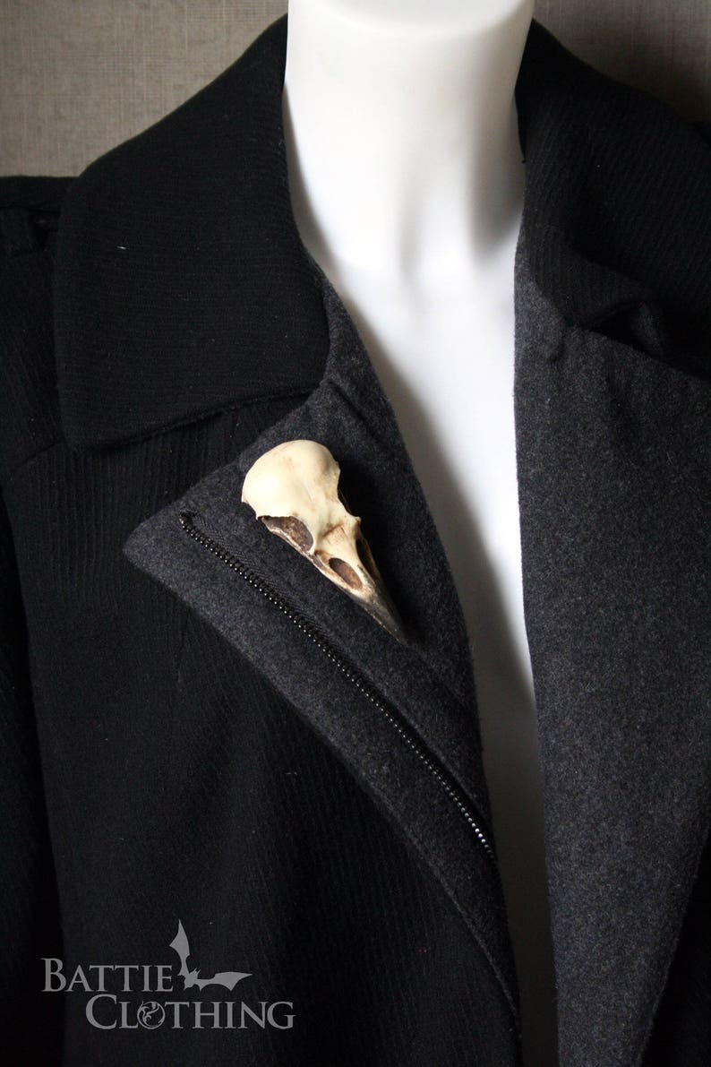 goth Victorian taxidermy jewellery gift by Peculiar by Nature on Etsy Crow skull pin Replica resin bird skull brooch