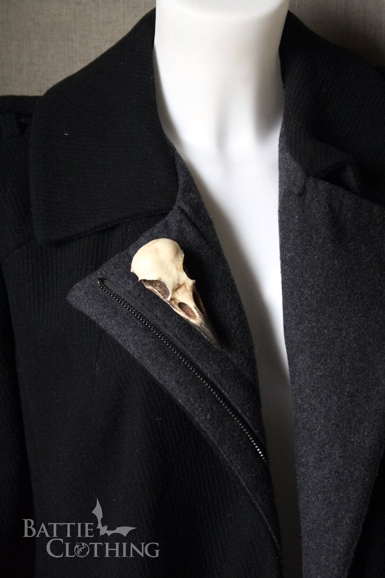 Crow skull pin Replica resin bird skull brooch goth Victorian taxidermy jewellery gift by Peculiar by Nature on Etsy image 4