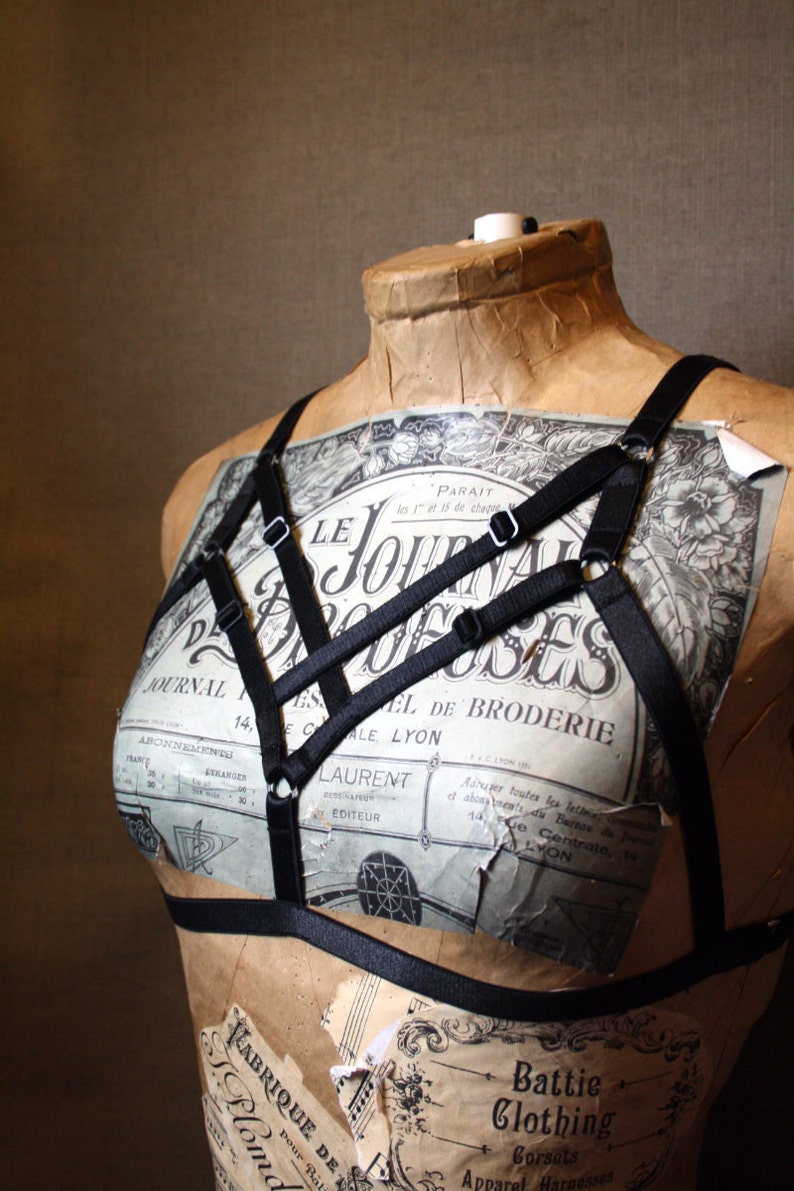 Gothica 2.0 black harness cage bra goth lingerie cupless top