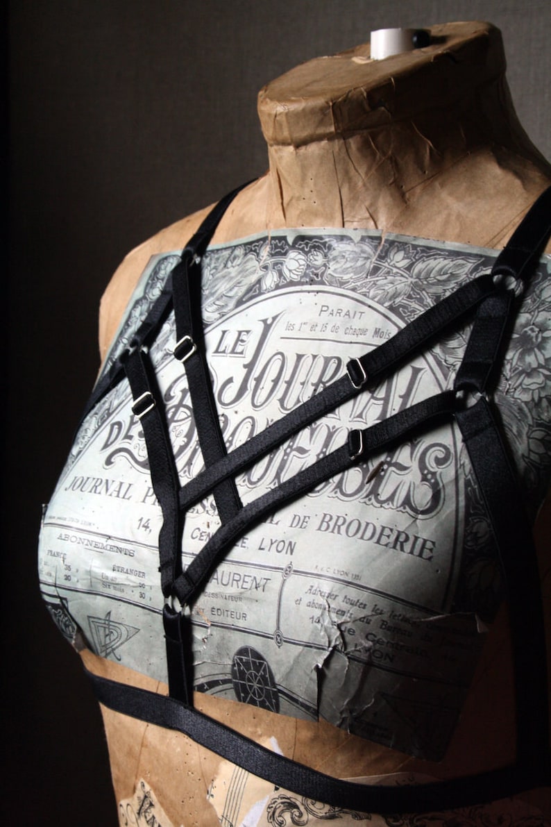 Gothica 2.0 black harness cage bra goth lingerie cupless top