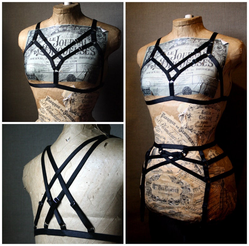 Gothica 2.0 black harness cage bra goth lingerie cupless top