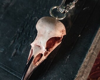 Crow skull necklace - replica bird skull pendant - Gothic Victorian Jewellery, unique gift by Peculiar by Nature