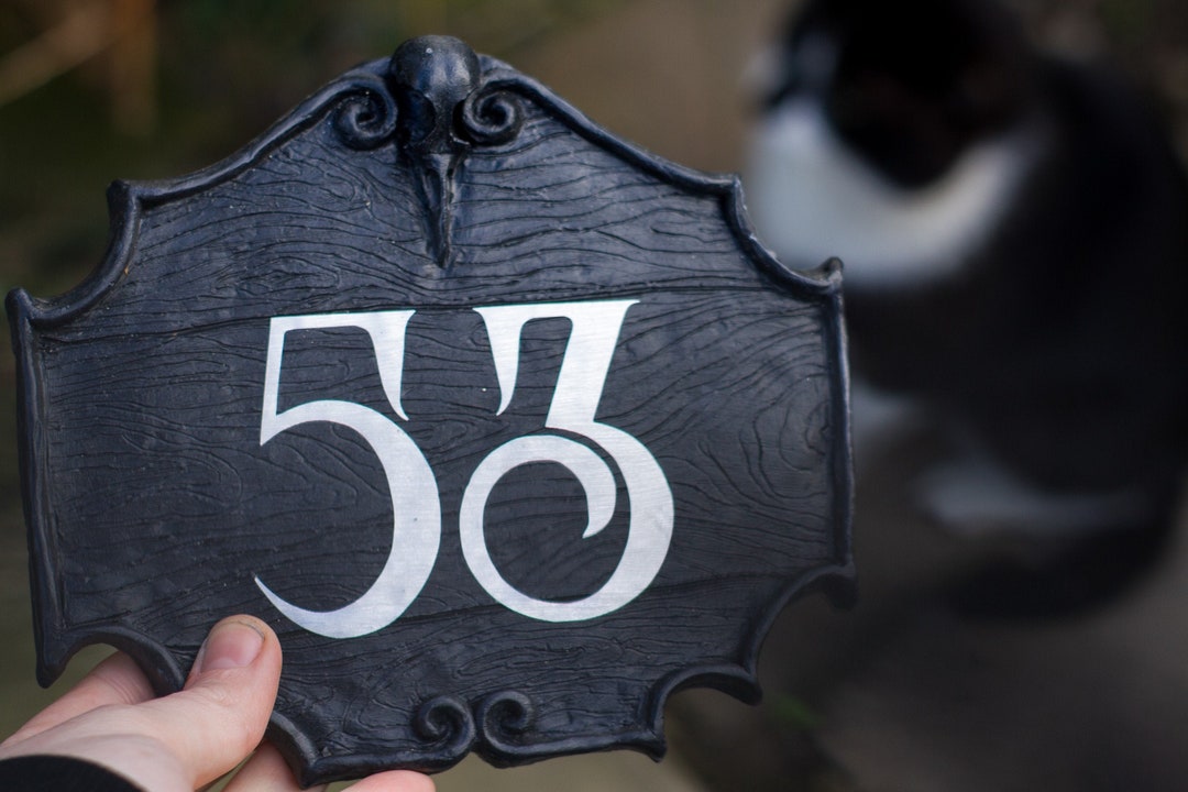 House Door Number Sign Gothic Plaque - Custom Made Outdoor Wall Plaque ...
