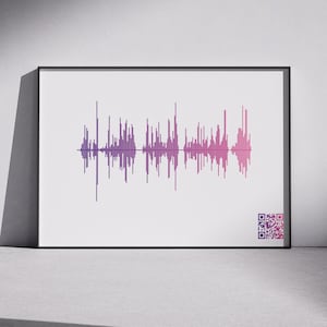 Impresión de ondas sonoras personalizadas con código QR, regalo de audio personalizado, arte mural minimalista