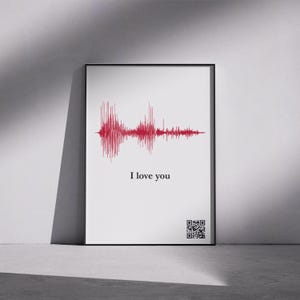 I Love You-soundwaveprint met QR-code | Jubileumcadeau | Gepersonaliseerd spraakbericht