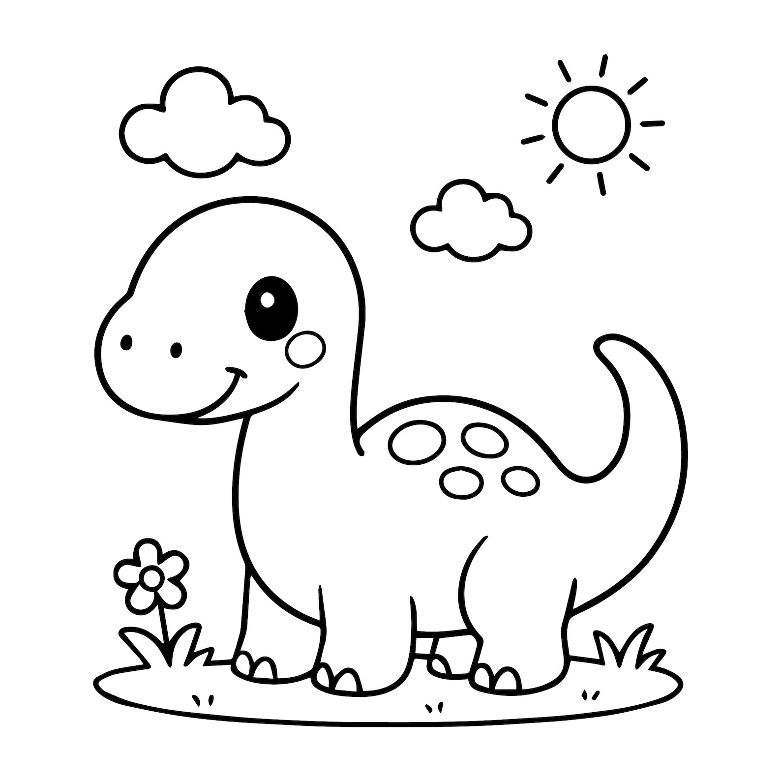 Kawaii Dinosaur Coloring Book for Kids – 20 Easy Dino Pages for ...