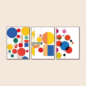 Bauhaus Geometric Art Prints – Abstract Minimalist Poster Set – Mid Century Modern Wall Decor – Digital Download