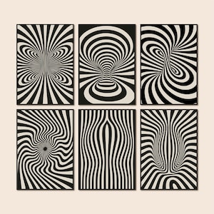 Black and White Optical Illusion Poster – Minimalist Op Art Print – Geometric Wall Decor – Instant Download