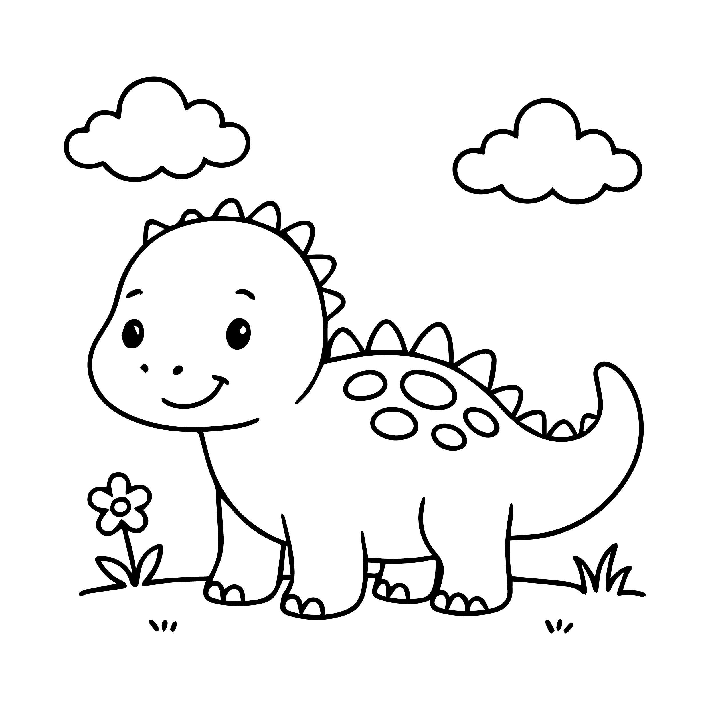 Kawaii Dinosaur Coloring Book for Kids – 20 Easy Dino Pages for ...