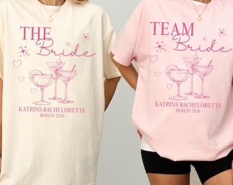 T-shirts JGA personnalisés | Équipe Braut & Namen | -shirt ras du cou Junggesellenabschied | Chemises JGA Geschenk | Chemise de l'équipe de mariée | Chemise Gruppen