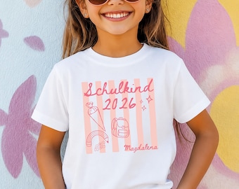 Schulkind 2026 T-Shirt personalisiert | Einschulung Shirt mit Name | Geschenk 1. Schultag | Tshirt zum ersten Schultag | Erste Klasse Shirt