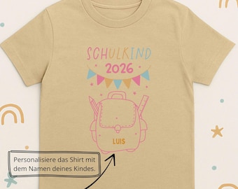 Schulkind 2026 T-Shirt personalisiert | Einschulung Shirt mit Name | Geschenk 1. Schultag | Tshirt zum ersten Schultag | Erste Klasse Shirt