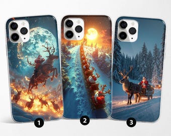 Reindeer and Santa Claus Phone Case fit For iPhone 17 Pro Max, 16e, 15, 14, 12 & Samsung S25 Ultra, S24 FE, A56, Pixel 9 Pro 8