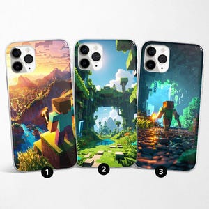 Minecraft Handyhülle passend für iPhone 16 Pro, 15, 14, 13, Samsung S25 Ultra, S24, S23, A55, A15, Google Pixel 9 Pro, 7, 8