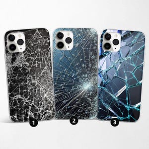 Shattered Glass Case passend für iPhone 17 Pro Max, 16e, 15, 14, 13 & Samsung S25 Ultra, S24 FE, A56, Pixel 10 Pro 9