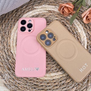 Personalized Initials Name Case For iPhone 11 12 13 14 15 16 Pro Max Wireless Charging For Magsafe, Magnetic iPhone Case with Monogram