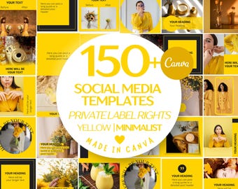 Gelb und Schwarz | Social Media Vorlage | Instagram Inhalt Vorlage | Small Business |Canva Design, Gelb und Schwarz Minimalistische Ästhetik