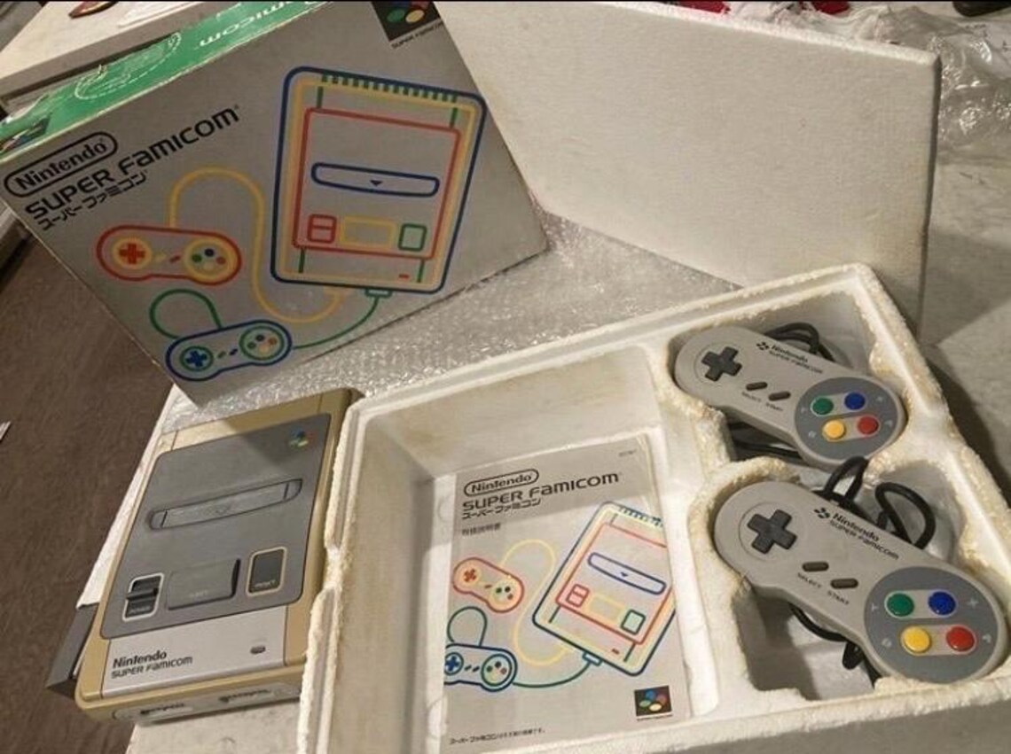 Official Nintendo Super Famicom Console Controllers SNES Original Box Working AC Adapter Usa Seller, foto 1 di 5