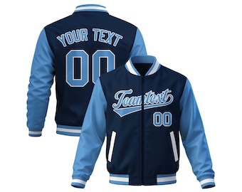 Custom Baseball Jacket Personalized Name & Number Varsity Style Team Jacket, Front Back Text Custom, Game Day Jacket Gift for Men Women Kids