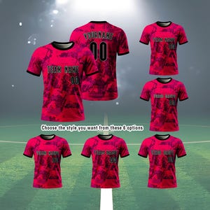 Custom Football Jersey Red Pattern Personalized Team Name & Number Shirt Heat Press Printing Breathable Sportswear for Men Women Youth