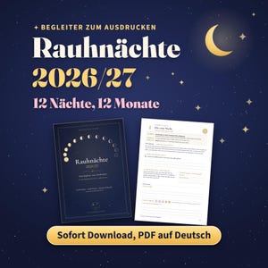 Utskrivbar kalender för julens tolv dagar 2026/27, dagbok och arbetsbok för julens tolv dagar, 13 önskningar, dagbok för julens tolv dagar, omedelbar PDF-nedladdning på tyska