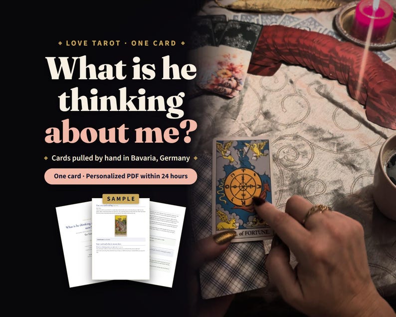 What Is He Thinking About Me Right Now, One Card Tarot Reading, Love Tarot for His Thoughts and Feelings, PDF in 24 Hours bild 1