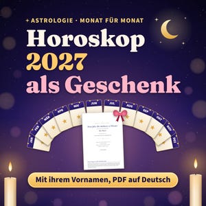 Horoskop 2027 som julklapp, personligt horoskop för 2027, månad för månad, även för födelsedagar, PDF på tyska