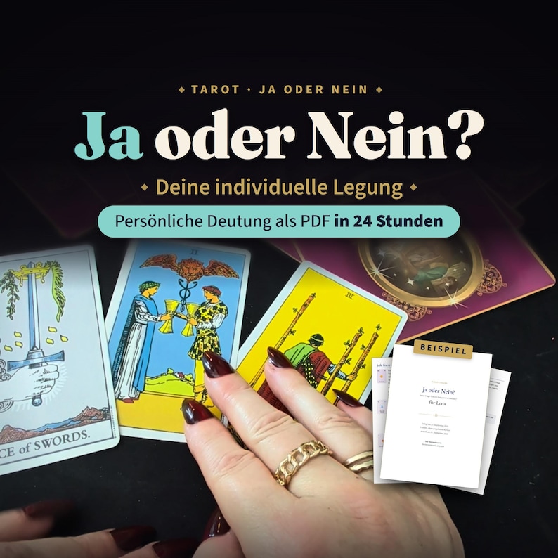 Ja eller nej? Tarotläsning på tyska, tydligt svar på din fråga med 3 kort, tendens, förklaring och råd, personlig PDF på 24 timmar bild 1