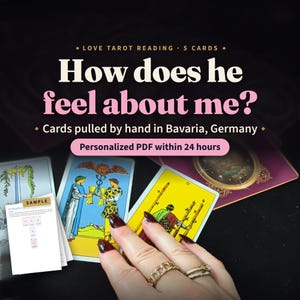 How Does He Feel About Me, Love Tarot Reading, Psychic Love Reading, What Does He Think of Me, 5 Card Tarot Spread, PDF in 24 Hours