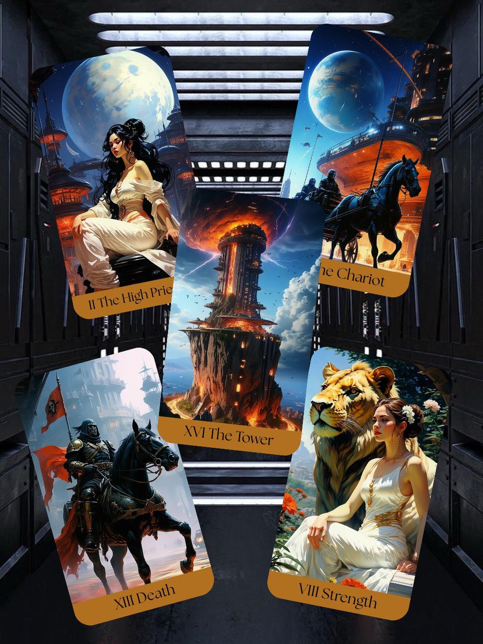 Futuristic Cyberpunk Tarot Deck | Illustrated Sci-fi Tarot Cards ...