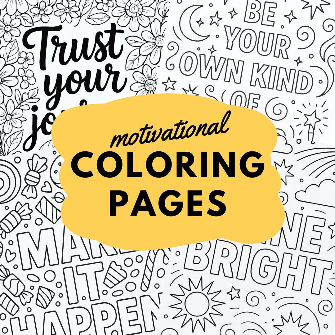 Motivational Quote Coloring Pages Bundle | 5 Printable Positive ...