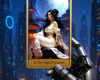 Futuristisch Cyberpunk Tarot Deck | Geïllustreerde Sci-Fi Tarotkaarten | Handgemaakt deck voor verzamelaars en tarotlezers | Unieke Arcana Tarotkaarten