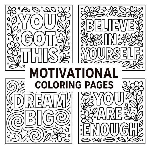 Printable Motivational Coloring Pages for Adults & Kids | Positive Quotes Digital Download | PDF Coloring Pages | Instant Download