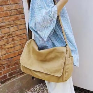 Sac messager en toile vintage - Sac à main bandoulière décontracté - Sacoche pour adolescent