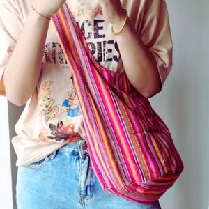 Boho Canvas Schulter Umhängetasche - Große, vielseitige Tragetasche & stilvolle Einkaufstasche