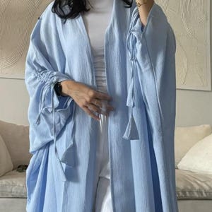 Sky Blue Abaya - Open Abaya