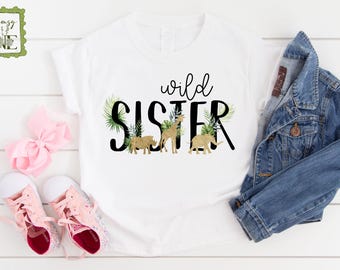 Wild Sister Safari-verjaardagsshirt: bijpassend familie-T-shirt