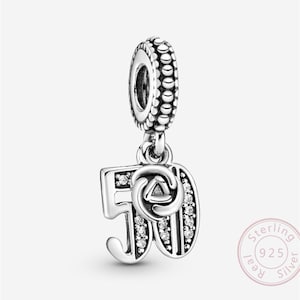 50 colgantes de plata con circonitas cúbicas transparentes, dijes de plata esterlina S925, compatibles con pulseras y collares Pandora, joyería DIY para mujer, regalo