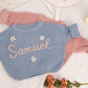 Personalized Baby Name Sweater, Custom Baby Sweater with Name, Embroidered Children Sweatshirt, Knit Sweater Toddler, Customized Baby Gifts