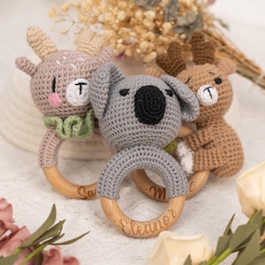 Personalised Name Engraving Rattle,Animal Rattle with Babies Name,Custom Baby Shower Gift,Rattle Ring for Newborn Gift,Newborn Gift,babyGift