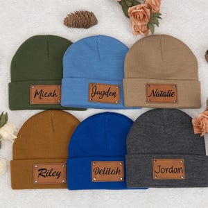 Personalized Baby Beanie, Newborn Baby Beanie Hat, Adult Kids Hat with Name Patch, Unisex Baby Hats, Adult Beanie Hat with Name, Baby Gift