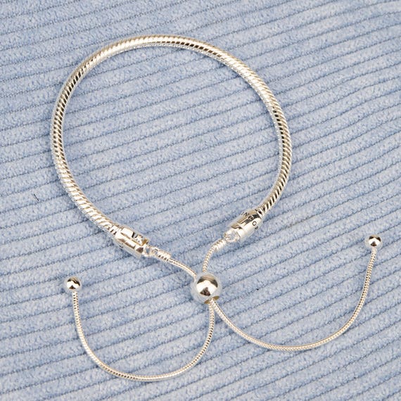 Pandora Sterling Silver Snake Chain Slider Bracelet - S925 Charm Bracelet