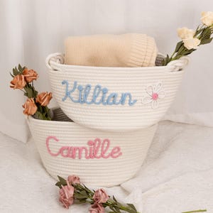 Personalisierter Babykorb, Babyparty-Geschenkkorb, Seil-Baumwollbaby-Geschenkkorb, Baby-Geschenkkorb, Spielzeugkorb, Neugeborenen Geschenk, Babynamengeschenk